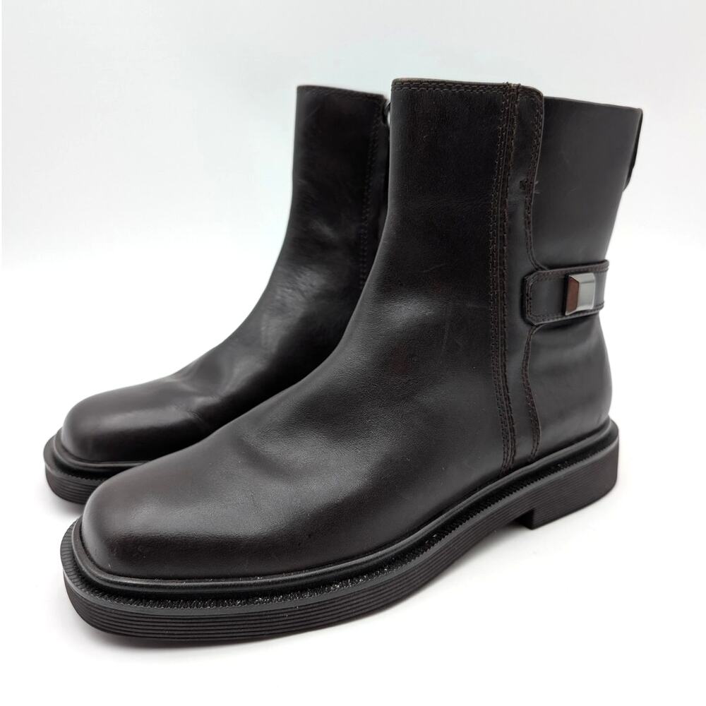 Franco Sarto Axel Square Toe Ankle Bootie Women's Dark Brown Size US6M EU36
